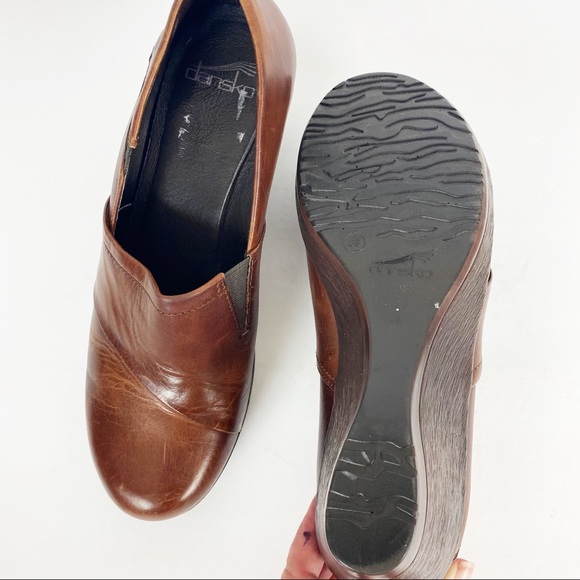 Dansko Brown Leather Clog with Wedge Heel | E20Sh - Picture 5 of 10